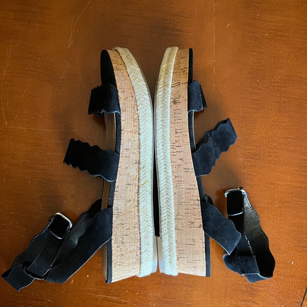Marc Fisher Espadrilles / Wedges / Platforms Suede Leather, Ankle Strap Black 10 - Picture 8 of 11
